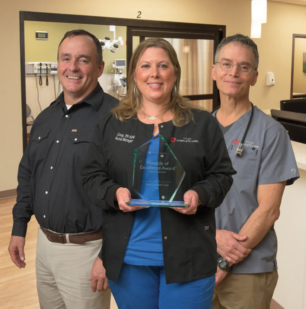 Tyler Complete Care staff with the Press Ganey Pinnacle of Excellence Award in 2019.